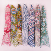 Lightweight Handcrafted Cotton Bandana, Block Printed Headwrap For Women Or Men, Stylish Summer Gift - 7pcs